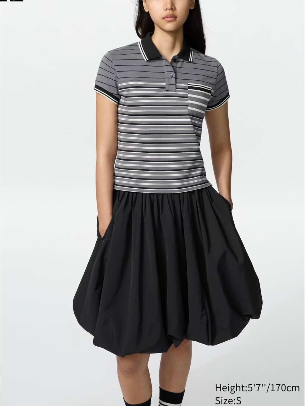 Uniqlo F.RISSO Striped Mini Polo Shirt NWT Dark Gray XS